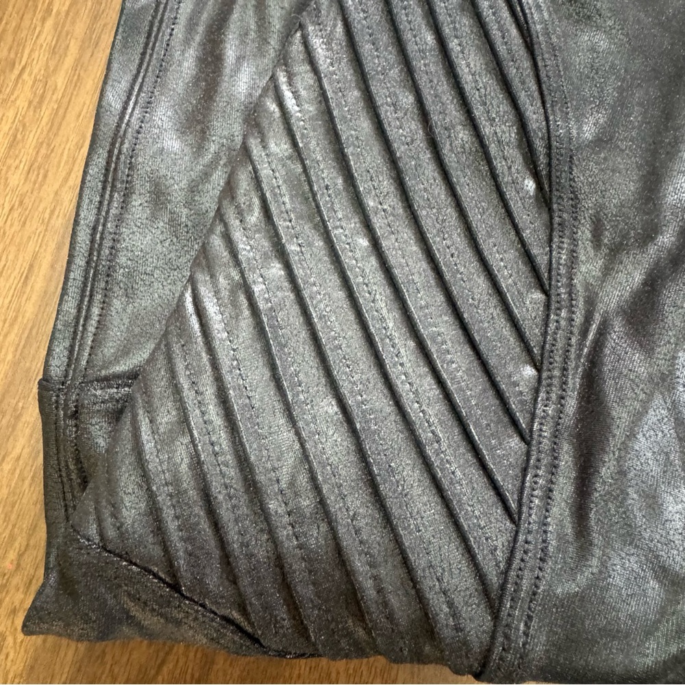 SPANX Black Faux Leather Moto Leggings - Picture 5 of 7